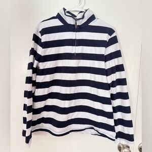 Navy and White Striped Zip-Up Sweater